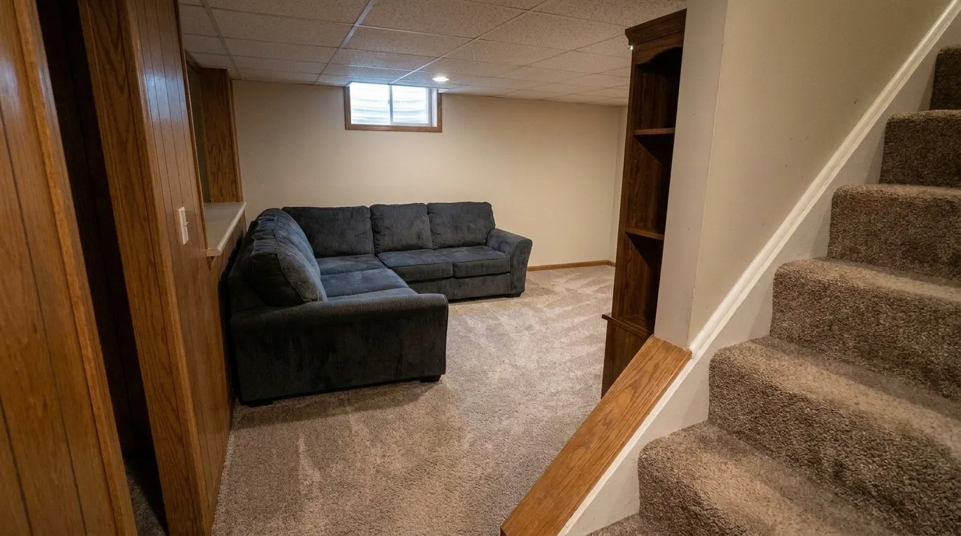 Same basement extracted, dried and repaired after cleanup