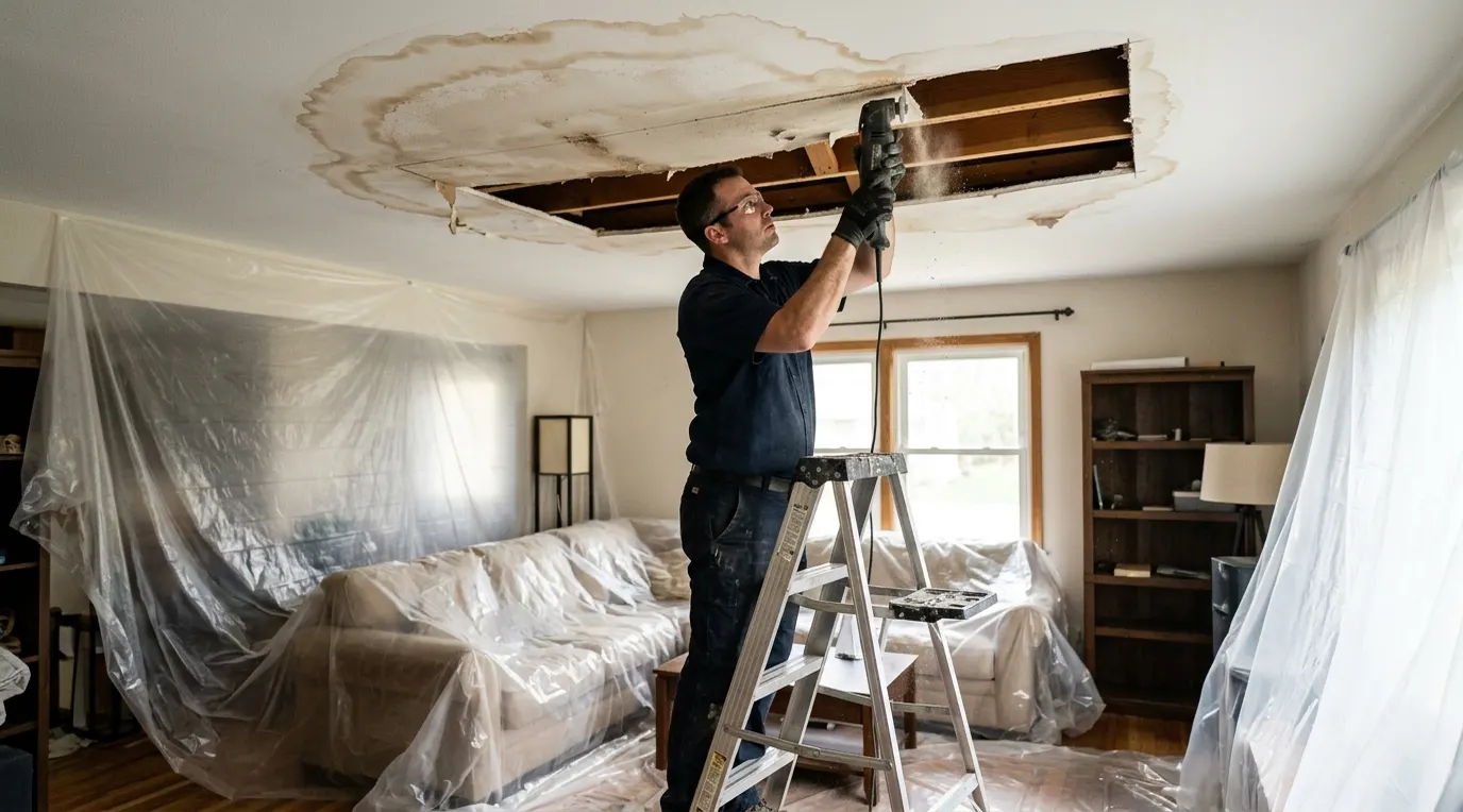 Emergency Ceiling Water Damage Repair in Troy